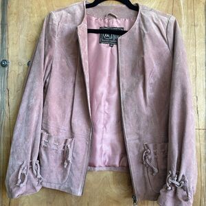 Chi by Falchi Genuine Leather Blush Suede Women's Zip Jacket - Small